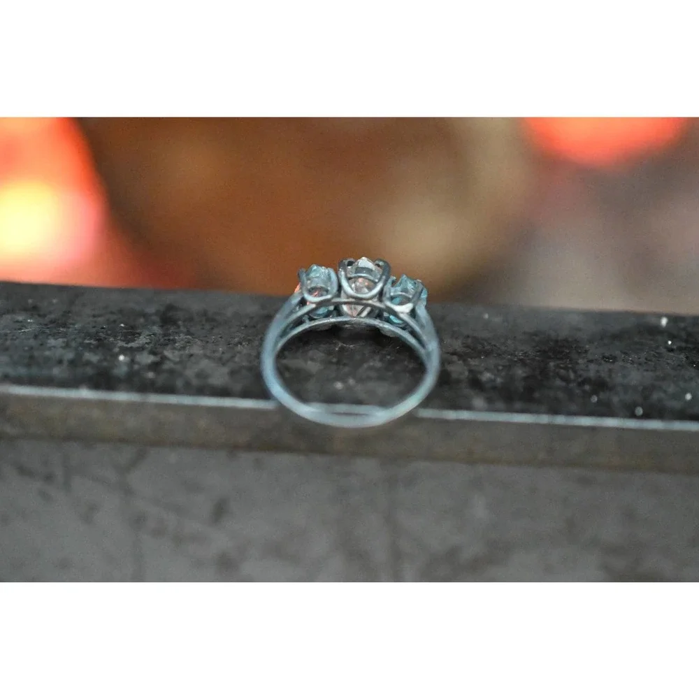 Raw Diamond Trillion Engagement Ring Aquamarine Rough Diamond Natural Un…
